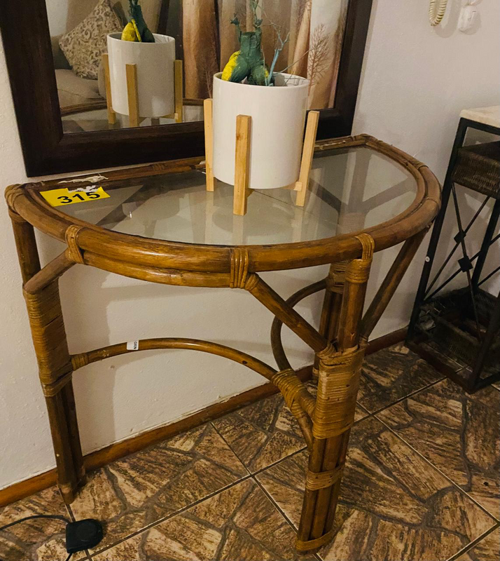 Rustic Demilune Half-Moon Table (Glass cracked)