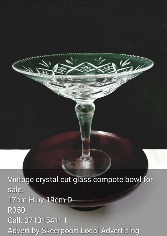 Vintage crystal cut glass compote bowl for sale