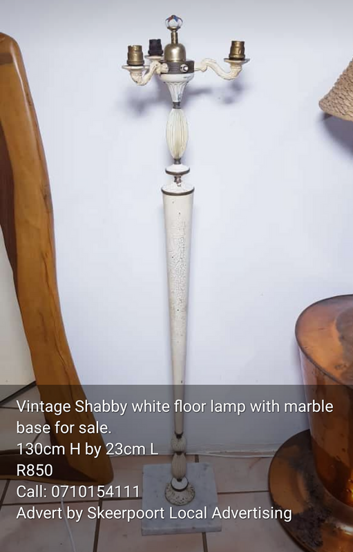 Vintage shabby white cast iron base floor lamp for sale