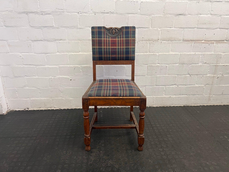 Wooden Plaid Cushioned Chair- A46379