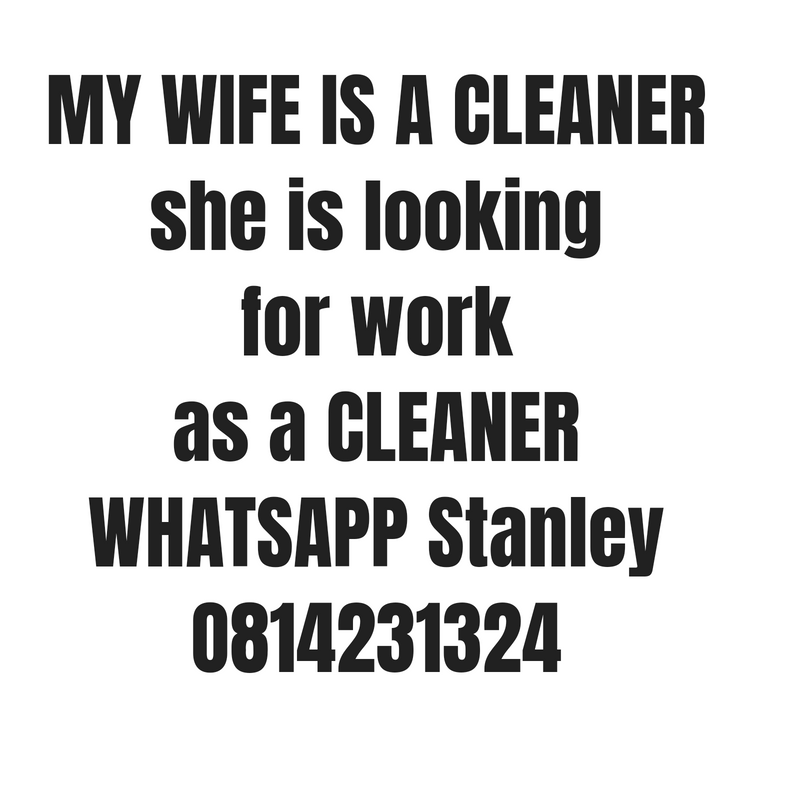 MAID SERVICE...MY wife is looking for work