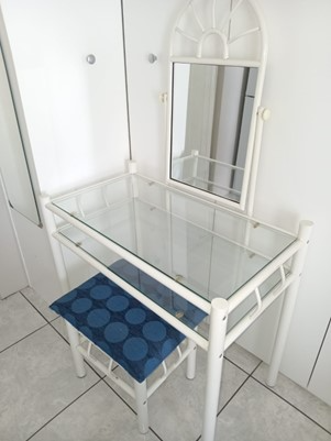 Dressing table with mirror and chair