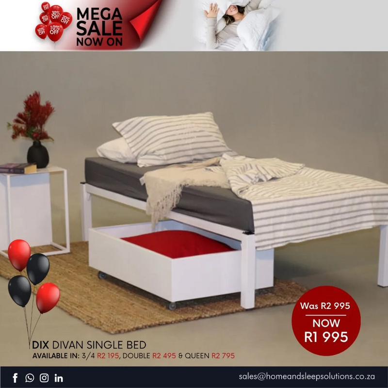 Mega Sale Now On! Up to 50% off selected Home Furniture Dix Divan Bed