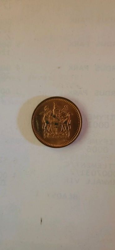Collectable Rhodesia, 1/2 Cent 1970, Bronze, UNC .