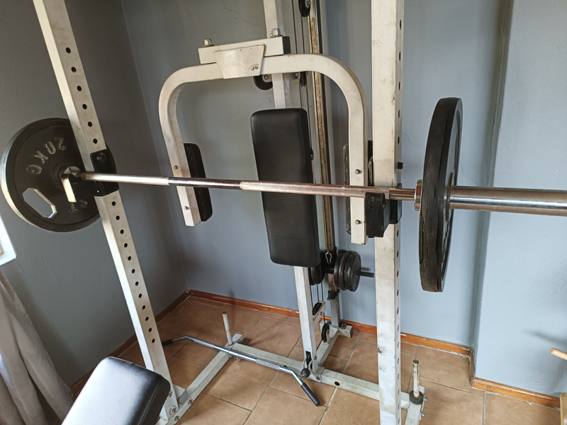 Home gym with lots of weights