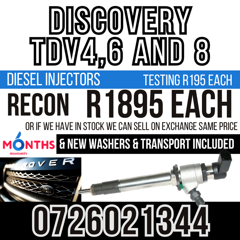 Discovery TDV4, 6 and 8 diesel injectors for sale