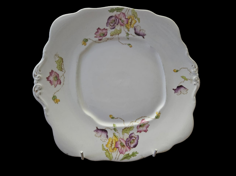 Royal Albert - Purple, Pink and Yellow Flowers, Crown China - Cake Plate