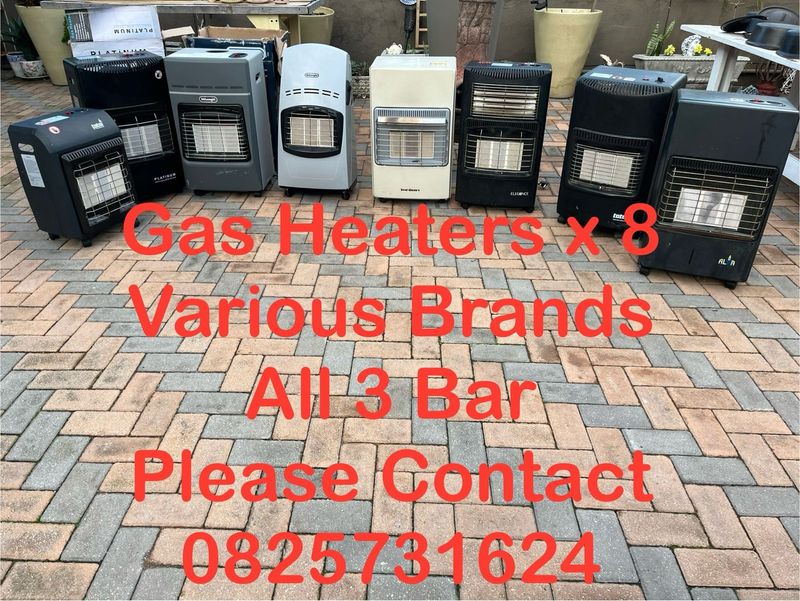 Gas Heaters x 8 (NO GAS BOTTLES)- All Excellent - Various Brands - All 3 Bar - All Guaranteed