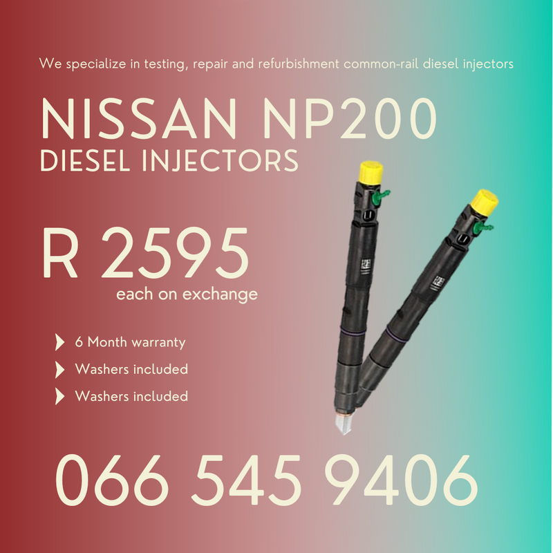 Nissan NP200 diesel injectors for sale with 6 month warranty