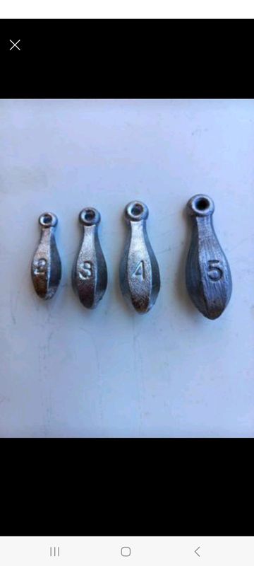 Bottle and cone sinkers for  sale.