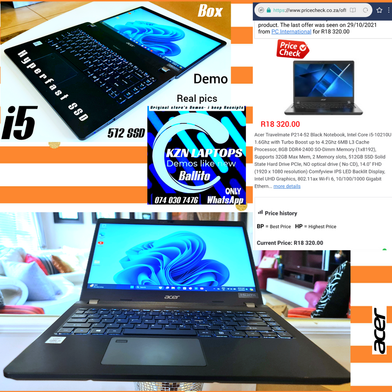 Acer i5 10gen ➡️SSD ➡️➡️REDUCED box ➡️95% mint ➡️sells 18k ■demo ■whatsapp ballito