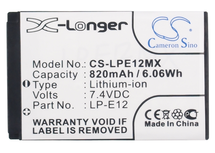 Camera Battery CS-LPE12MX for CANON LP-E12