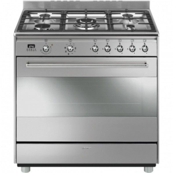 Brand New Stainless Steel 90 cm SMEG Gas / Electric 5 burner Stove