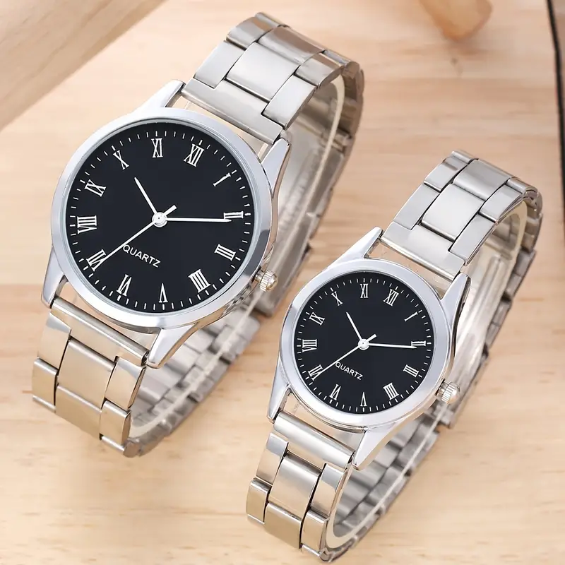 Couple&#39;s Quartz Watch Business Leisure Analog Steel Band Wrist Watch