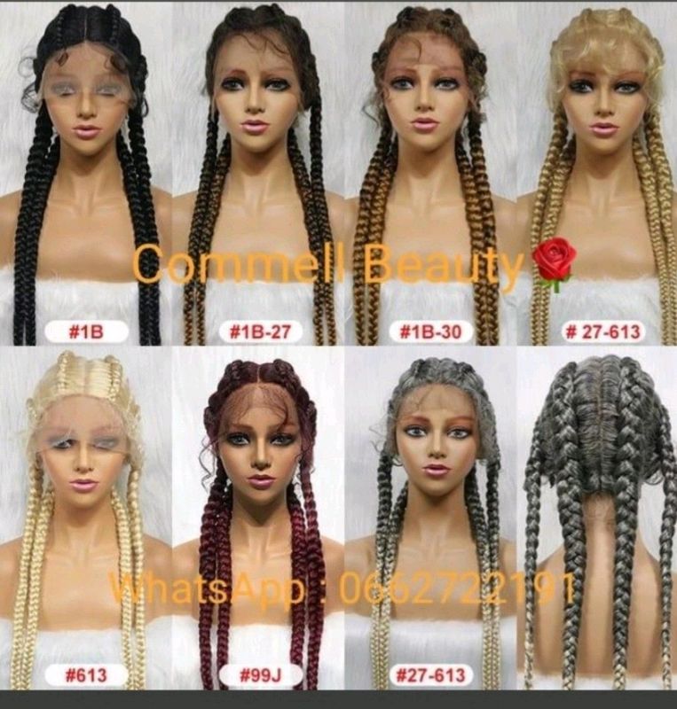 Cornrow Braided Lace Frontal Wig Synthetic With Baby Hair 32inch,  180 Density,