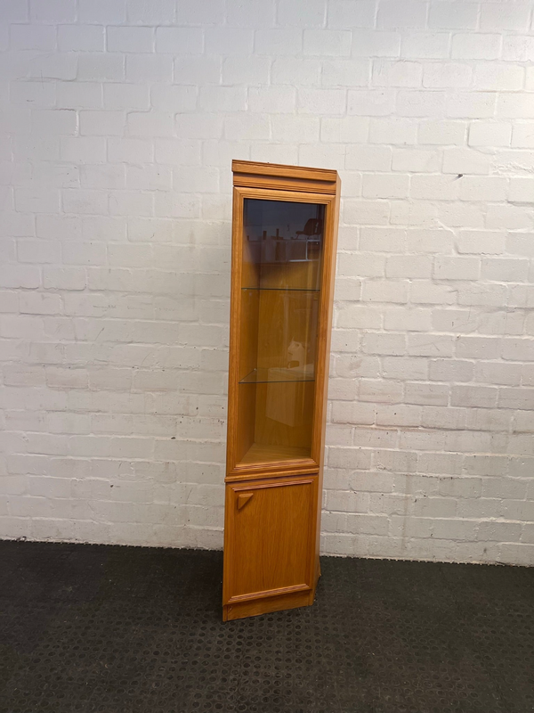 Wooden Corner Cupboard with Glass Shelves (RHS) -