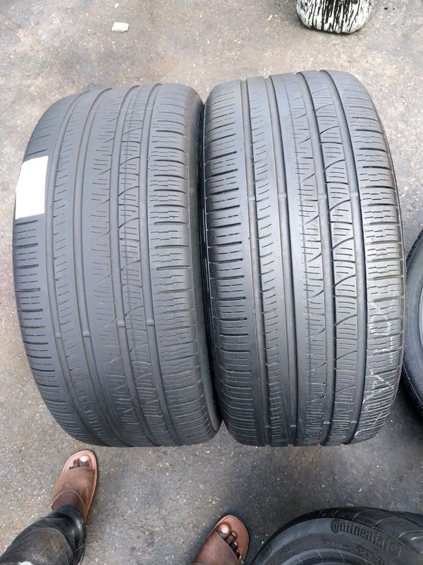 Two 295 45 20 pirelli run flat tyres with good treads available for sale