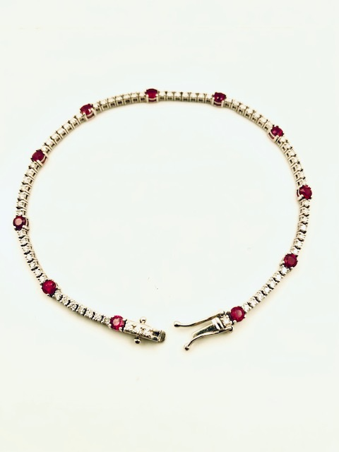Browns Ruby and Diamond Tennis Bracelet set in 18ct White Gold