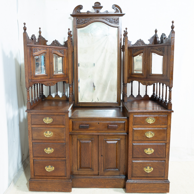 Rare Victorian European Oak Dressing Table