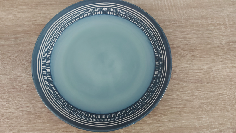 Large Blue Round Serving Plate