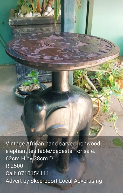 Vintage heavy 20kg  African hand carved iron wood elephant side table for sale
