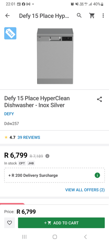 NEW SRATCH/DENT! DEFY 15 PLACE DISHWASHER SILVER