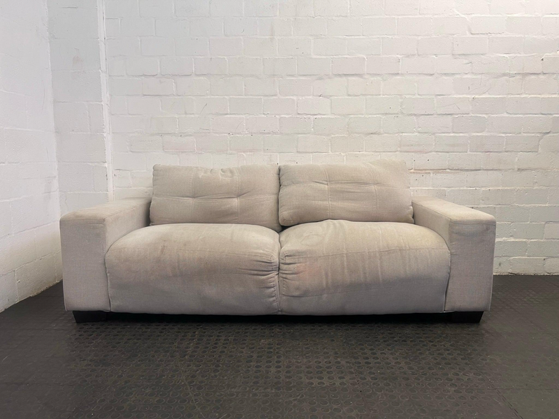 White 2 Seater Coricraft Couch (Slight Discoloration) -