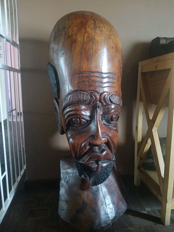1.2m High Wood Head Sculpture