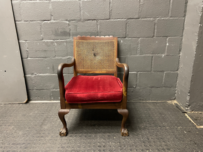 Antique Wooden 1 Seater Arm Chair(Torn)-