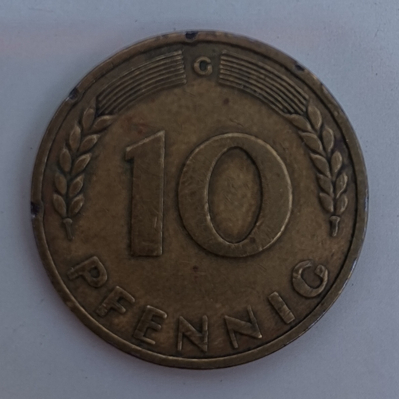 1950 German 10 Pfennig Bank deutscher Länder (G) (Germany, FRG) Coins For Sale