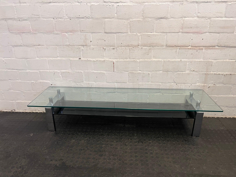 Silver Frame Glass  TV Stand 160 x 45cm- REDUCED- A46620