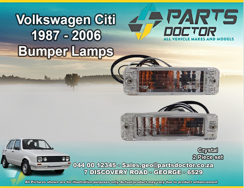 VOLKSWAGEN CITI GOLF 1987 - 2009 CRYSTAL BUMPER LAMP SET