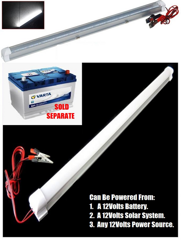12Volts T8 Integrated LED Tube Lights Complete With Alligator Clips, Leads. Ideal for Solar Systems.