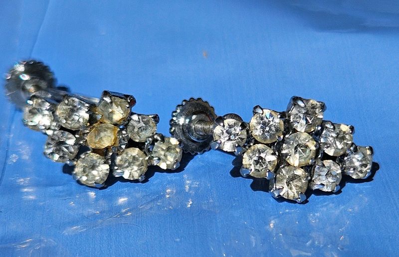 Vintage Screw-On Clip Rhinestone Earrings