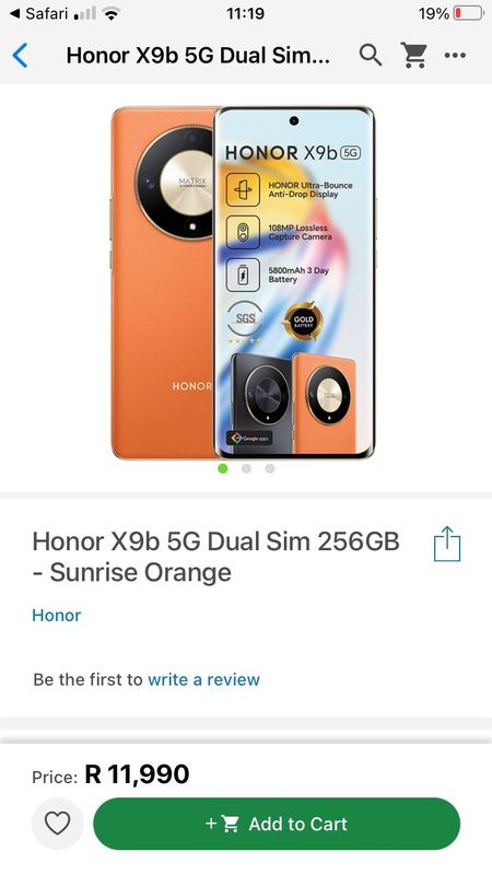 Honor X9b 5G Dual sim 256 G Smartphone