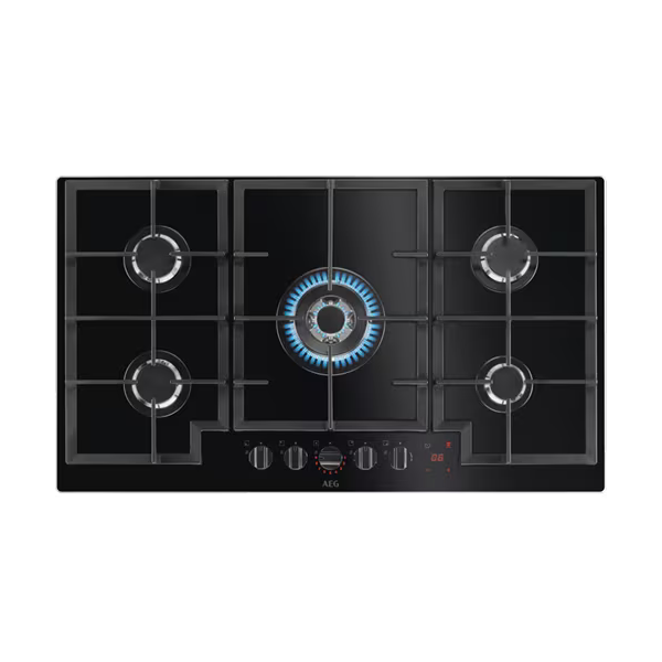 Brand New AEG 90cm 8000 Series Built-in Gas On Glass Hob - HKB95450NB