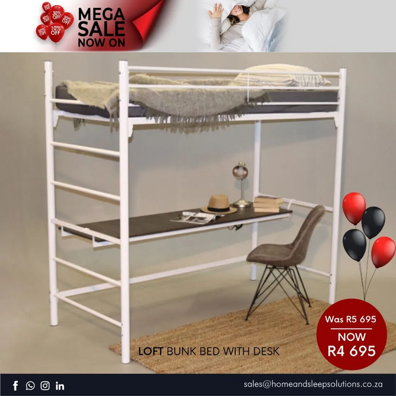 Mega Sale Now On! Up to 50% off selected Home Furniture Loft Bunk Bed with Desk