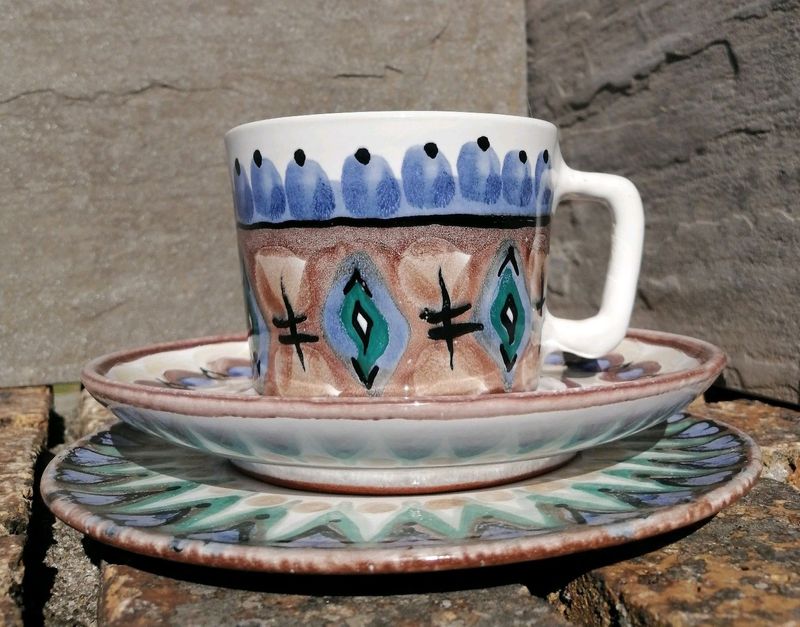 SA Retro Art Tea/Coffee Trio – Cup, Saucer &amp; Tea Plate