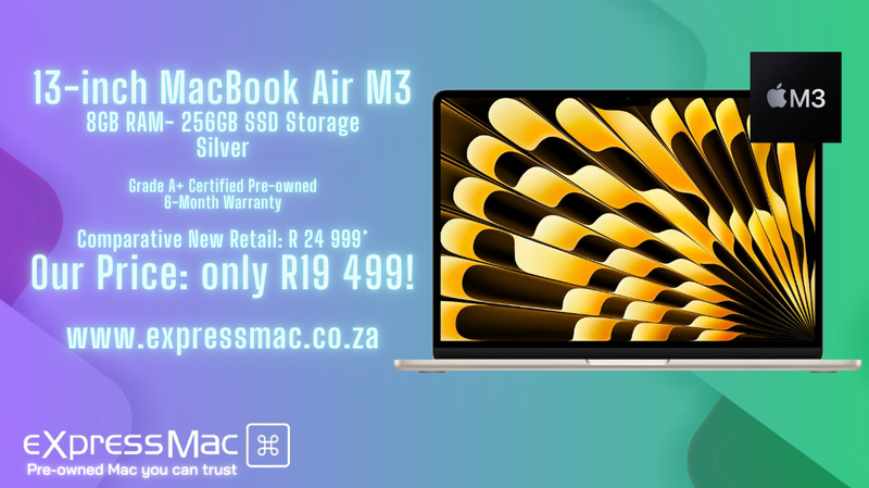 MacBook Air 13-inch M3–8GB RAM–256GB (2024) Silver, Basically Unused, Mint, Warranty incl. Ctr