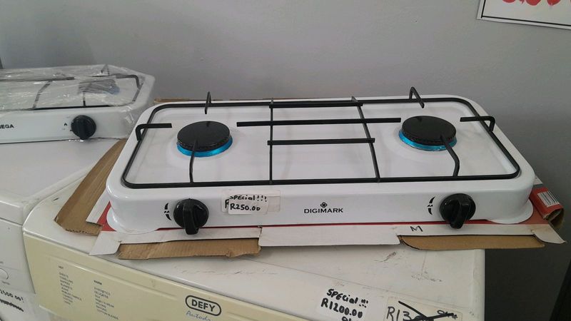 White Digimark 2 plate gas stove