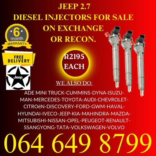 Jeep 2.7 diesel injectors for sale