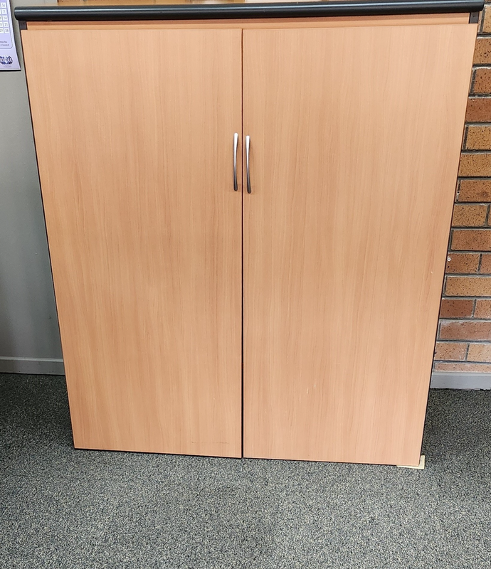 Heavy Wooden Cupboard with doors and shelves