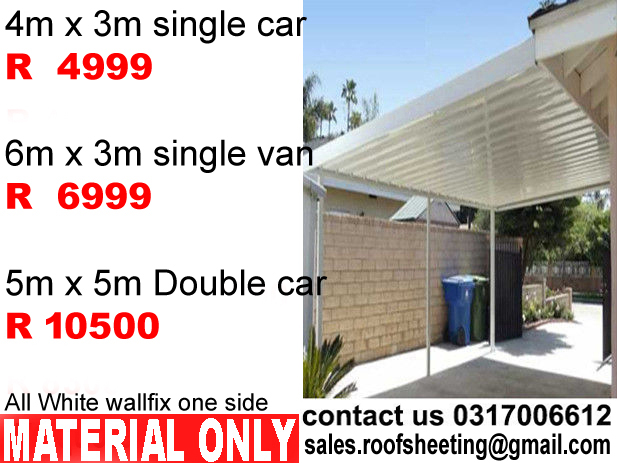 Carports Durban KZN, Materials Only sold direct to public high quality at low factory prices