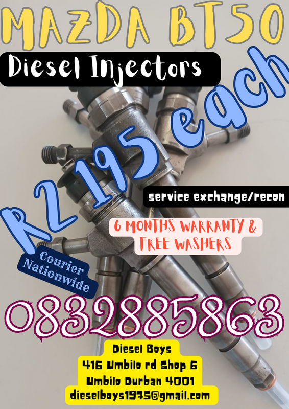MAZDA BT50 Diesel Injectors for sale on exchange with 6 months warranty FREE washers