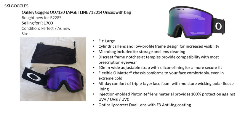 Winter / Snow / Ski Clothes and accessories - ACCESSORIES (OAKLEY and BOLLÉ) Goggles and knee guard