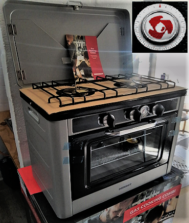 FREESTANDING HOUSEHOLD/CAMPING OVEN AND 2 BURNER STOVE WHEREVER YOU GO.