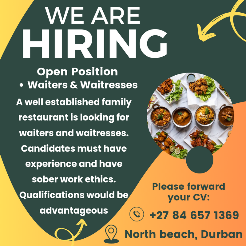 Restaurant waiter &amp; waitress wanted