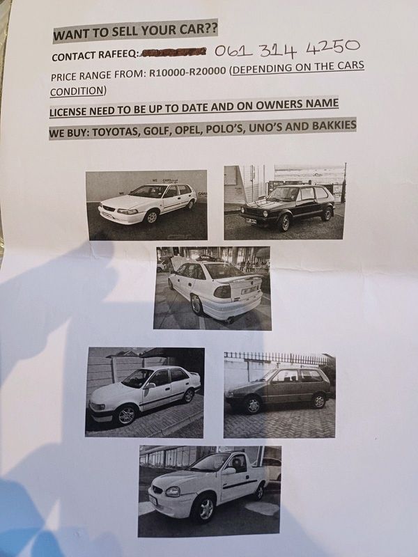 Looking to buy unwanted cars or bakkies