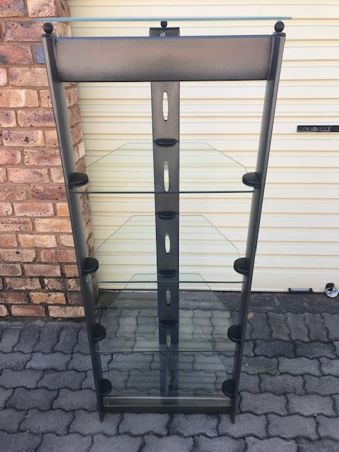 Shelf. Steel frame with tempered glass shelves. In perfect condition