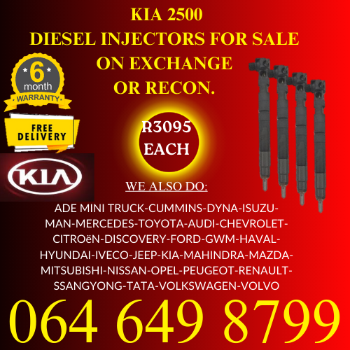 KIA2500 diesel injectors for sale on exchange 6 months warranty